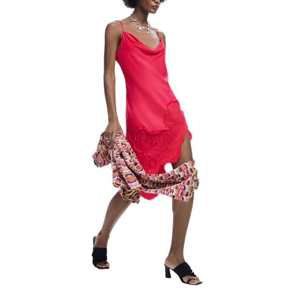 Desigual Pink Viscose Long Women's Dress